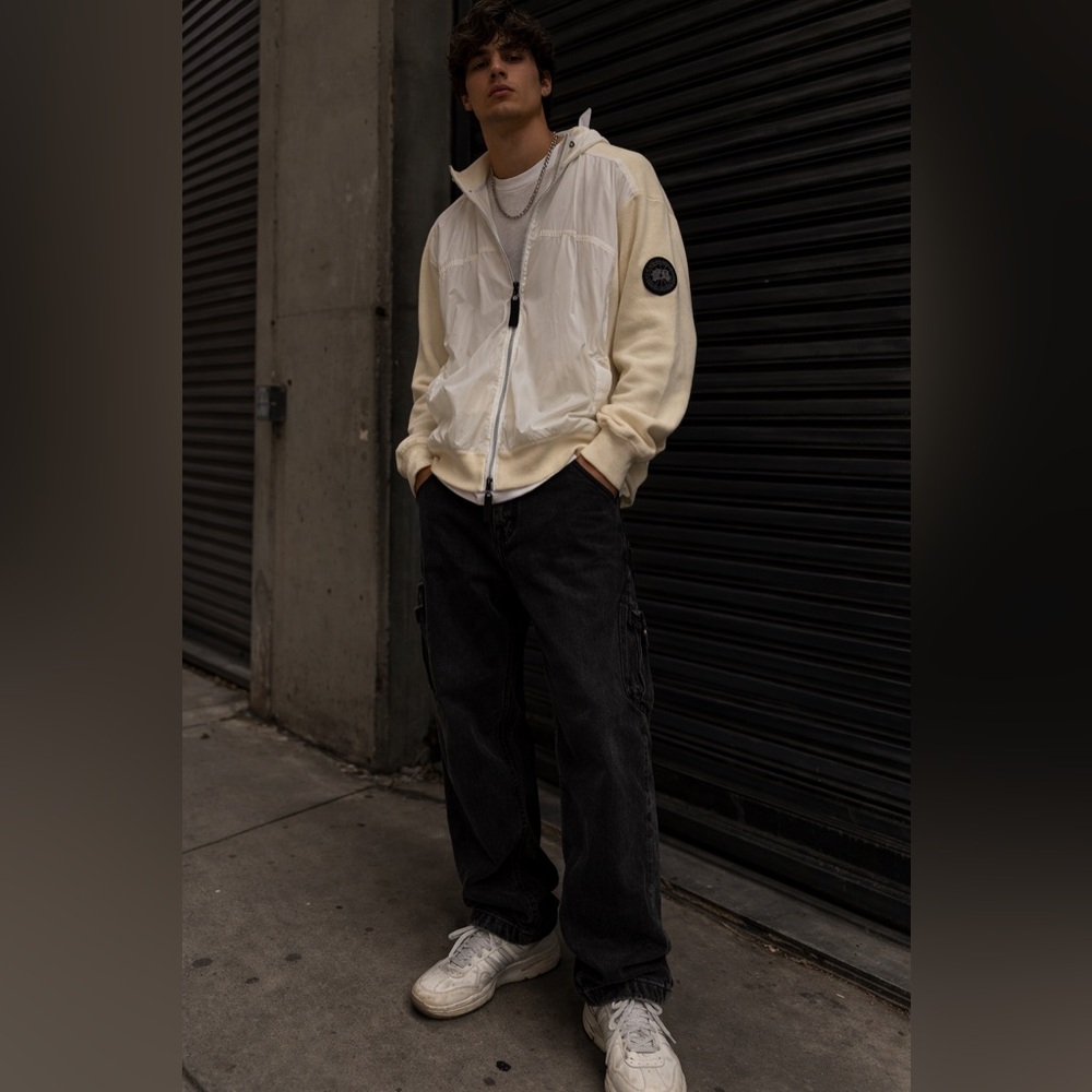 Sz L Canada Goose 100% Merino Wool Full zip Up Mixed Media Jacket $850 MSRP